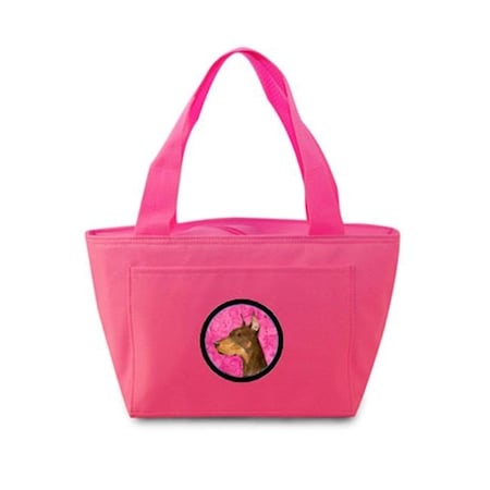 Carolines Treasures SS4744-PK-8808 Pink Doberman Zippered Insulated School Washable And Stylish Lunch Bag Cooler